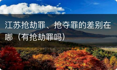 江苏抢劫罪、抢夺罪的差别在哪（有抢劫罪吗）