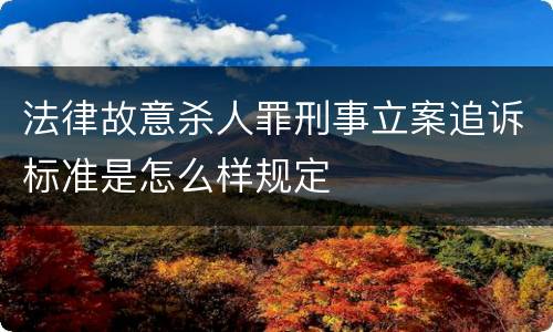法律故意杀人罪刑事立案追诉标准是怎么样规定