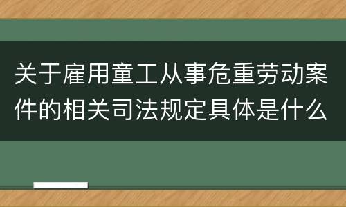 关于雇用童工从事危重劳动案件的相关司法规定具体是什么重要内容