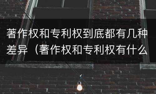 著作权和专利权到底都有几种差异（著作权和专利权有什么区别）