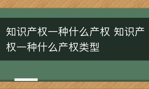 知识产权一种什么产权 知识产权一种什么产权类型