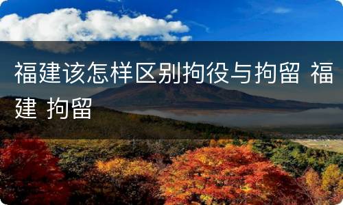 福建该怎样区别拘役与拘留 福建 拘留