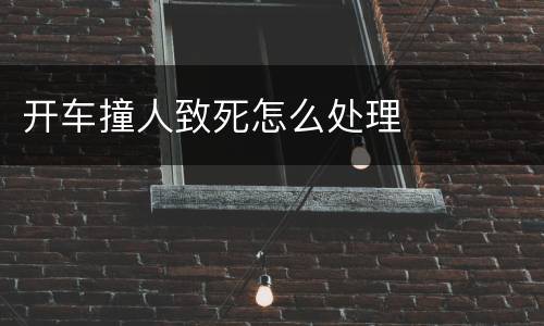 开车撞人致死怎么处理