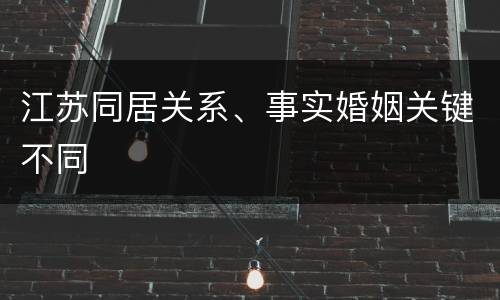 江苏同居关系、事实婚姻关键不同
