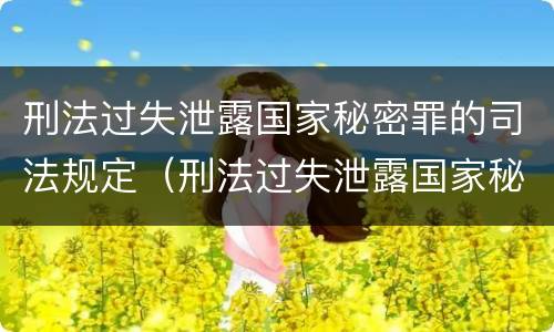 刑法过失泄露国家秘密罪的司法规定（刑法过失泄露国家秘密罪的司法规定是）