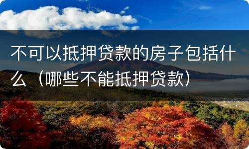 不可以抵押贷款的房子包括什么（哪些不能抵押贷款）