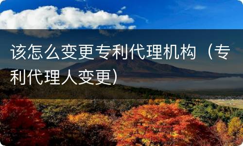 该怎么变更专利代理机构（专利代理人变更）