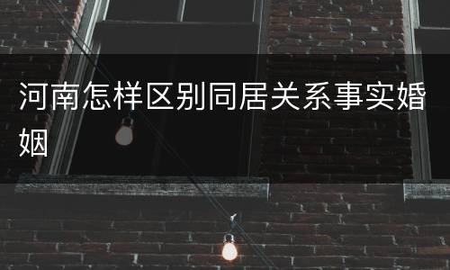 河南怎样区别同居关系事实婚姻