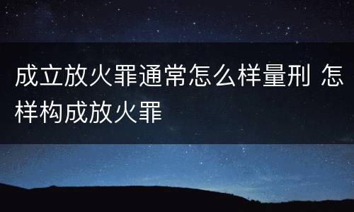 成立放火罪通常怎么样量刑 怎样构成放火罪