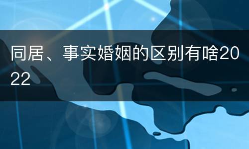 同居、事实婚姻的区别有啥2022
