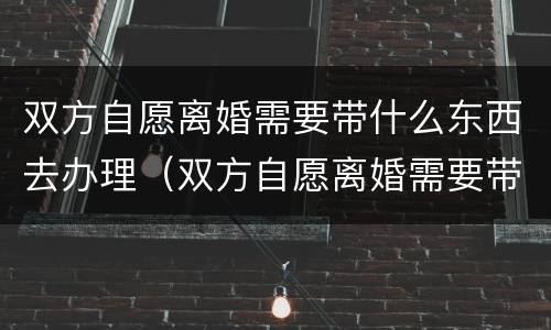 双方自愿离婚需要带什么东西去办理（双方自愿离婚需要带什么证件）