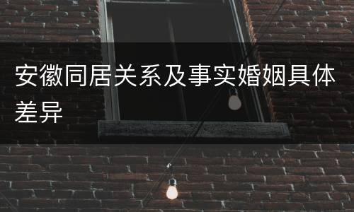 安徽同居关系及事实婚姻具体差异