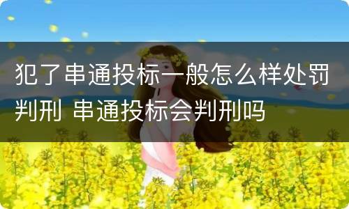 犯了串通投标一般怎么样处罚判刑 串通投标会判刑吗