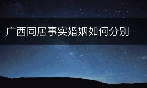 广西同居事实婚姻如何分别