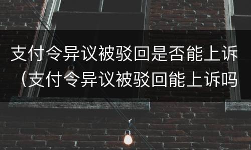 支付令异议被驳回是否能上诉（支付令异议被驳回能上诉吗）