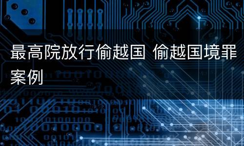 最高院放行偷越国 偷越国境罪案例