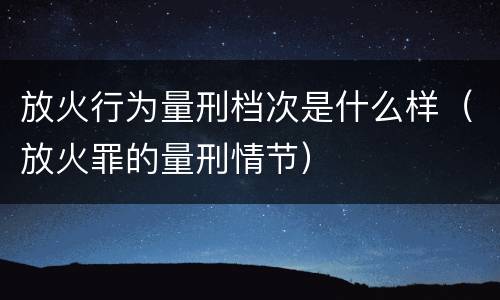 放火行为量刑档次是什么样（放火罪的量刑情节）