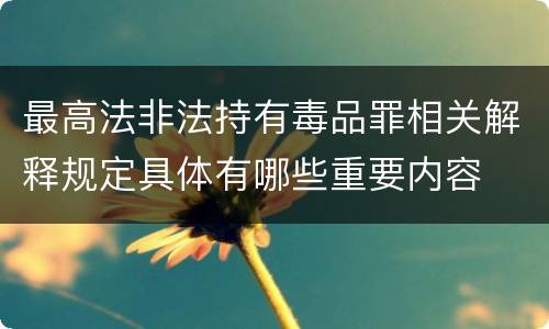 最高法非法持有毒品罪相关解释规定具体有哪些重要内容