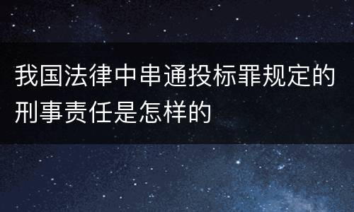 我国法律中串通投标罪规定的刑事责任是怎样的