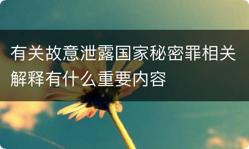 有关故意泄露国家秘密罪相关解释有什么重要内容