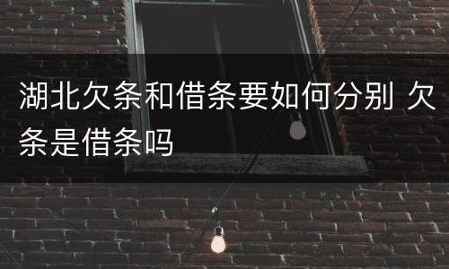 湖北欠条和借条要如何分别 欠条是借条吗
