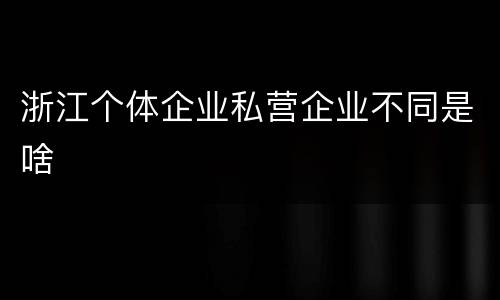 浙江个体企业私营企业不同是啥