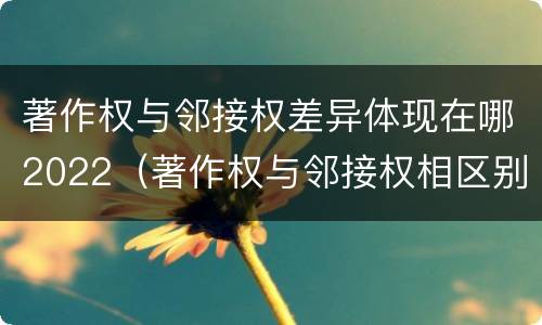 著作权与邻接权差异体现在哪2022（著作权与邻接权相区别的根据）