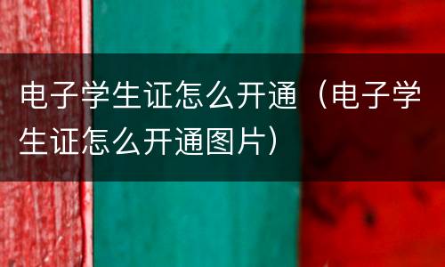 电子学生证怎么开通（电子学生证怎么开通图片）
