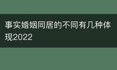 事实婚姻同居的不同有几种体现2022