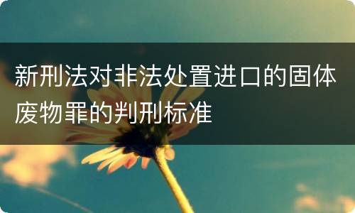新刑法对非法处置进口的固体废物罪的判刑标准