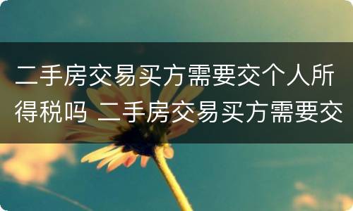 二手房交易买方需要交个人所得税吗 二手房交易买方需要交个人所得税吗