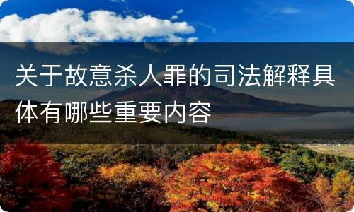 关于故意杀人罪的司法解释具体有哪些重要内容