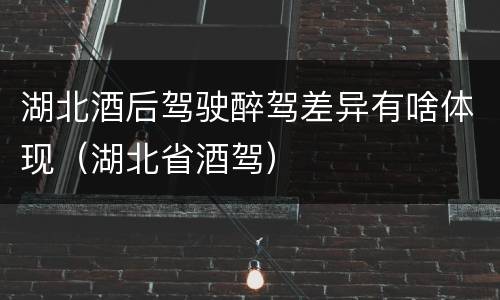 湖北酒后驾驶醉驾差异有啥体现（湖北省酒驾）