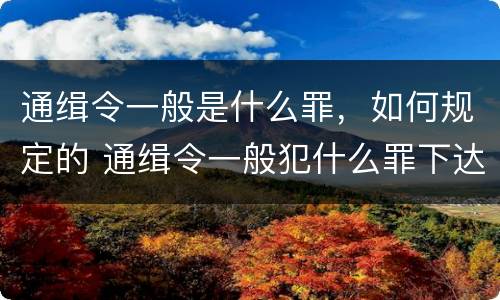 通缉令一般是什么罪，如何规定的 通缉令一般犯什么罪下达