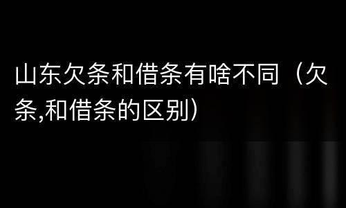 山东欠条和借条有啥不同（欠条,和借条的区别）