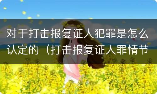 对于打击报复证人犯罪是怎么认定的（打击报复证人罪情节严重）