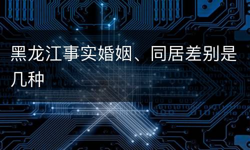 黑龙江事实婚姻、同居差别是几种