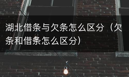湖北借条与欠条怎么区分（欠条和借条怎么区分）