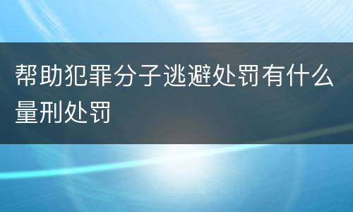 帮助犯罪分子逃避处罚有什么量刑处罚