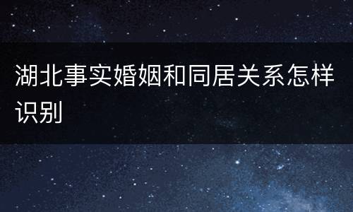 湖北事实婚姻和同居关系怎样识别