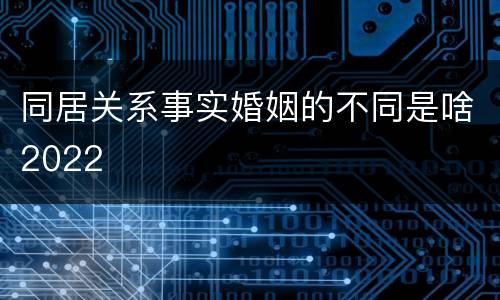 同居关系事实婚姻的不同是啥2022
