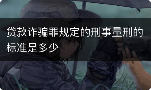 贷款诈骗罪规定的刑事量刑的标准是多少