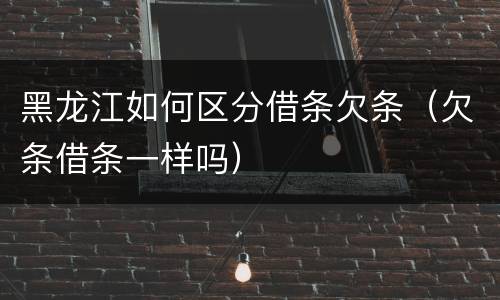 黑龙江如何区分借条欠条（欠条借条一样吗）