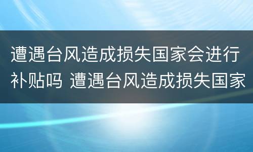 遭遇台风造成损失国家会进行补贴吗 遭遇台风造成损失国家会进行补贴吗