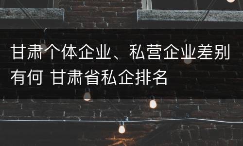 甘肃个体企业、私营企业差别有何 甘肃省私企排名