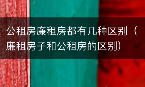 公租房廉租房都有几种区别（廉租房子和公租房的区别）