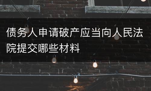 债务人申请破产应当向人民法院提交哪些材料