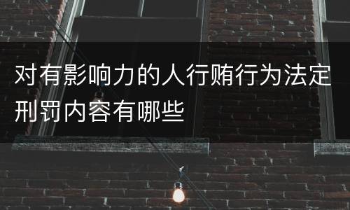 对有影响力的人行贿行为法定刑罚内容有哪些