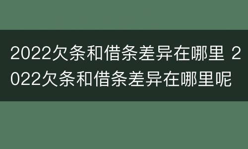 2022欠条和借条差异在哪里 2022欠条和借条差异在哪里呢