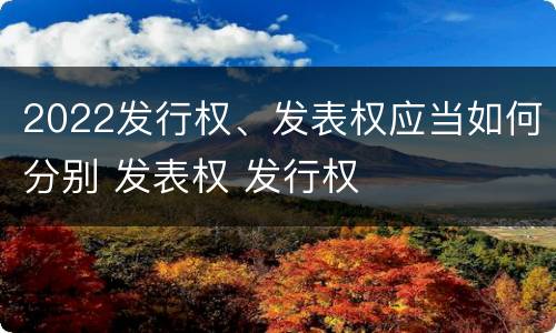 2022发行权、发表权应当如何分别 发表权 发行权